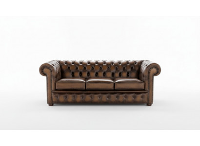 Chesterfield 3-seater upholstered couch antique style leather textile fabric sofa couches