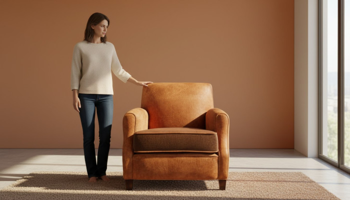 Designer armchair single seater leather textile luxury upholstery Chesterfield light brown