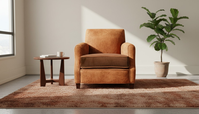 Designer armchair single seater leather textile luxury upholstery Chesterfield light brown