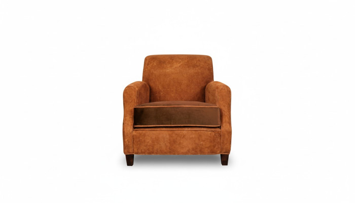 Designer armchair single seater leather textile luxury upholstery Chesterfield light brown