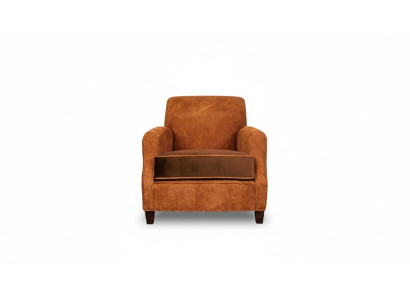 Designer armchair single seater leather textile luxury upholstery Chesterfield light brown