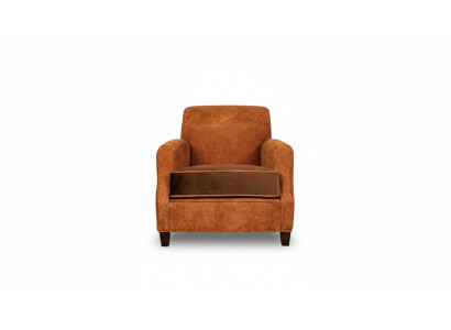 Designer armchair single seater leather textile luxury upholstery Chesterfield light brown
