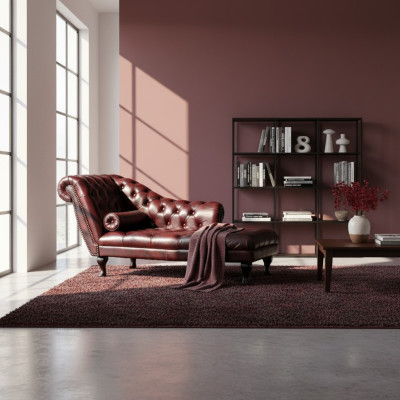 Chesterfield Red Chaise Lounge Designer Lounger Leather Sofa Chaise Lounge Couch New