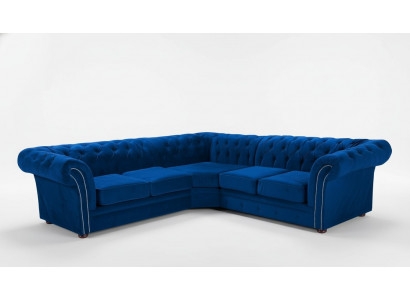 Blue Chesterfield living room couch textile fabric sofa couches upholstered corner sofa
