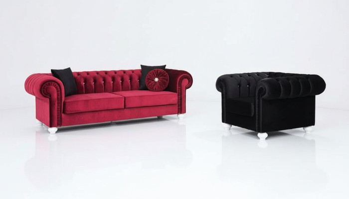 2-piece sofa set 3+1 seater couch leather sofa Chesterfield fabric velvet