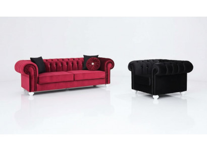 2-piece sofa set 3+1 seater couch leather sofa Chesterfield fabric velvet