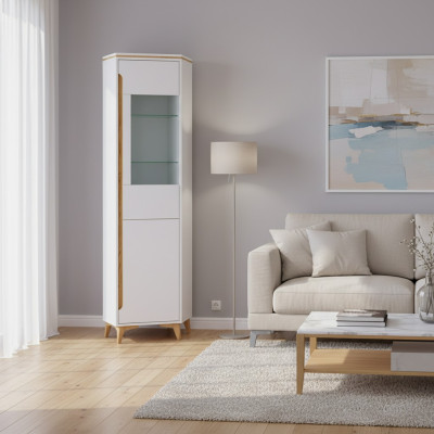 Display Cabinet Sideboard Cupboard Shelf Modern Style Living Room Collection White