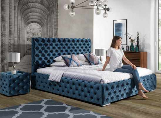 Chesterfield Upholstered Velvet Double Bed Luxury Design Beds Double