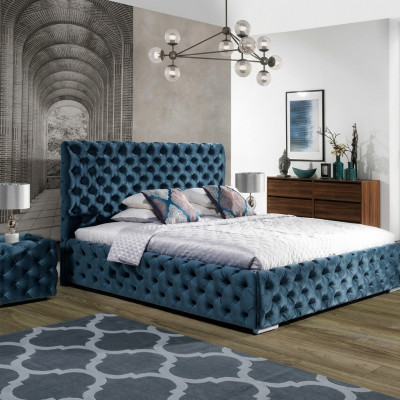 Chesterfield Upholstered Velvet Double Bed Luxury Design Beds Double
