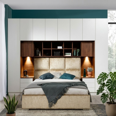 Bedroom design with comfortable beds and elegant closets.