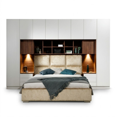 Bedroom design with comfortable beds and elegant closets.