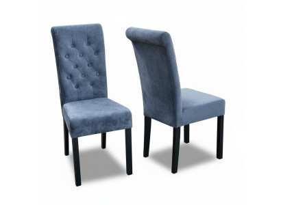 Exclusive x8 Blue Chesterfield Seat Designer Chair Set Textile Armchairs