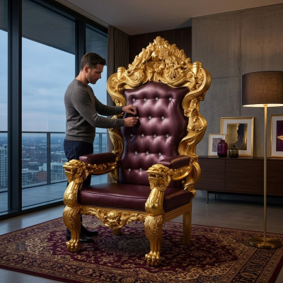Throne Armchair Royal Upholstered Chesterfield Velvet 1-Seater Antique Style Chairs