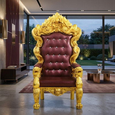 Throne Armchair Royal Upholstered Chesterfield Velvet 1-Seater Antique Style Chairs