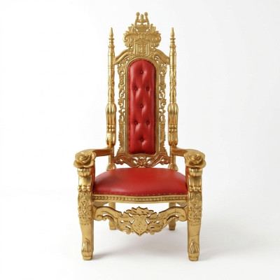 A magnificent design of a stunning red chair with incredible details on every decorative element in the Baroque style.