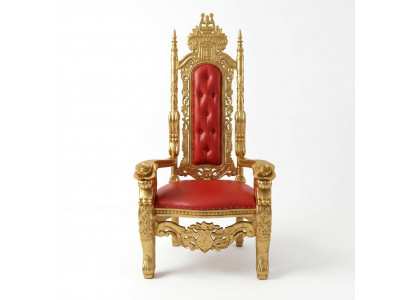 A magnificent design of a stunning red chair with incredible details on every decorative element in the Baroque style.