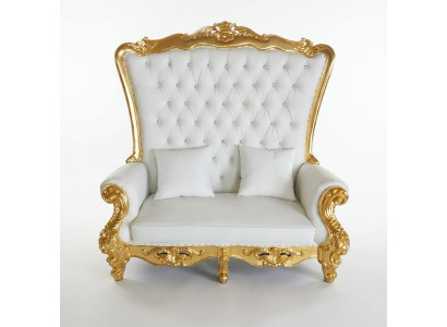 Throne Sofa Couch Royal Upholstered Chesterfield Velvet Antique Style Two-Seater