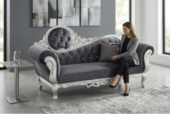 Throne armchair royal upholstery Chesterfield velvet 2-seater antique style chairs
