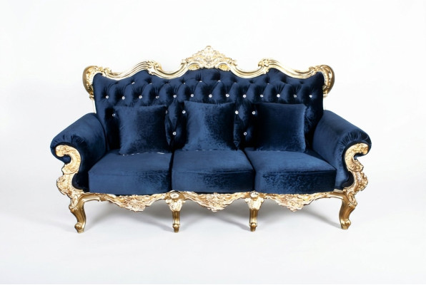 Throne Sofa Royal Upholstery Chesterfield Velvet 3-Seater Antique Style Sofas New