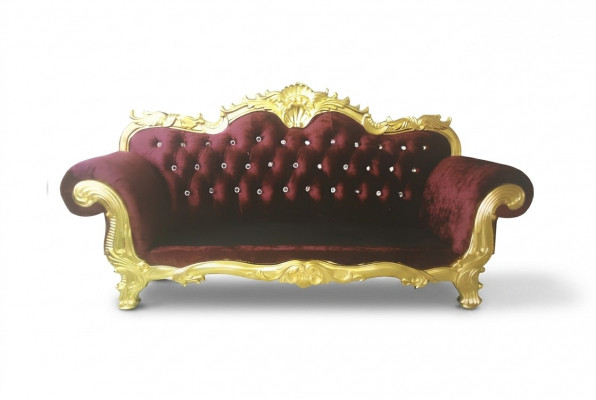 Throne Sofa Royal Chesterfield Upholstery Velvet 3-Seater Antique Style Sofas New