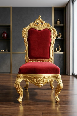 Chair Throne Armchair Set Dining Room Designer Wood Antique Style Rococo Baroque