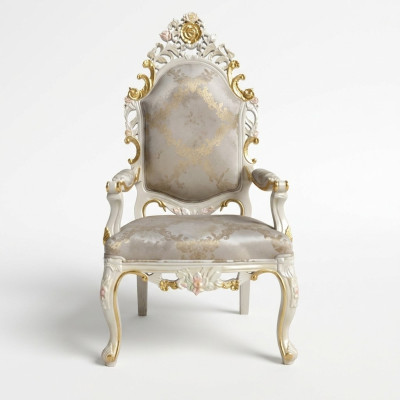 Chair Throne Armchair Set Dining Room Wood Designer Antique Style Baroque Rococo
