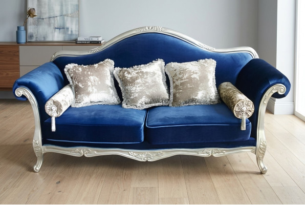 Two-seater throne sofa royal upholstery velvet 2-seater antique style Chesterfield