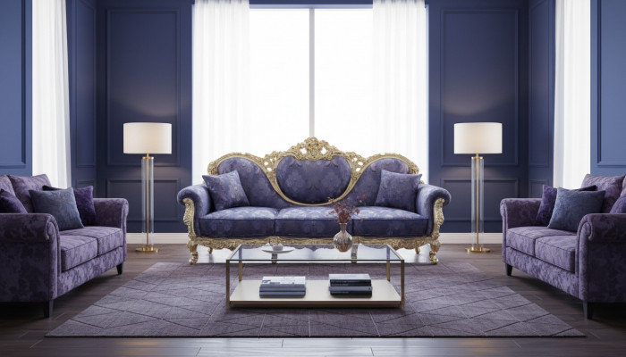 Throne Sofa Queen Upholstery Velvet 3-Seater Antique Style Armchair Lounge Chesterfield