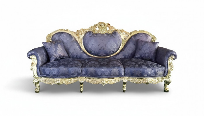 Throne Sofa Queen Upholstery Velvet 3-Seater Antique Style Armchair Lounge Chesterfield