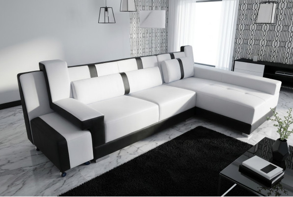 Corner sofa couch upholstery corner seating set living landscape illuminated L-shape leather