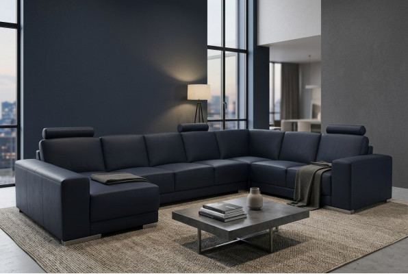 Leather sofa couch living landscape corner sofa suite design modern sofa U-shape