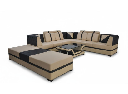 Leather corner sofa couch upholstery seat living landscape modern design furniture