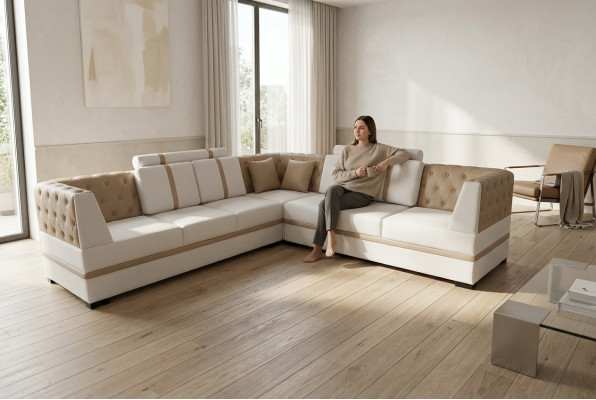 Leather sofa couch living landscape corner set design modern sofa A1128