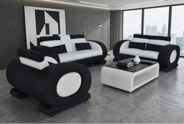 Sofa Couch Leather Seat 3+2+1 Complete Set Suite Designer Modern