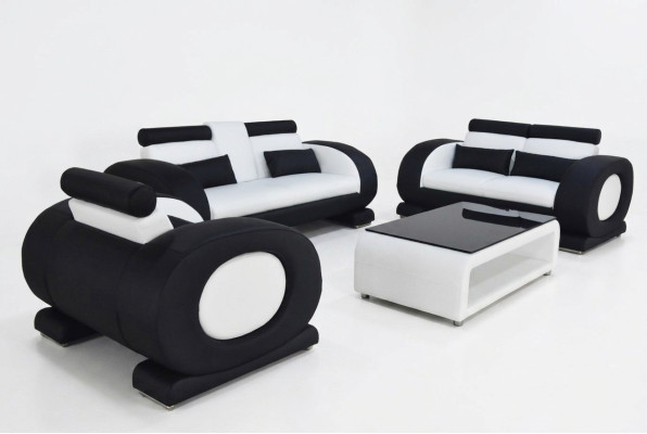 Sofa Couch Leather Seat 3+2+1 Complete Set Suite Designer Modern