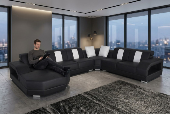 Leather Sofa Couch Living Landscape Corner Suite Design Modern Couch