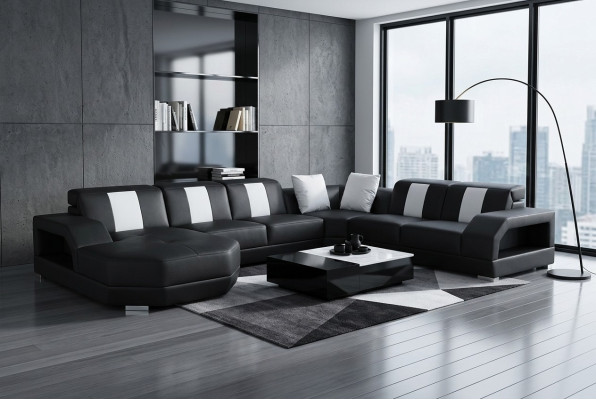 Leather Sofa Couch Living Landscape Corner Suite Design Modern Couch