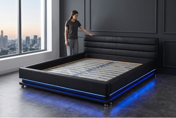 Luxury Leather Design Upholstered Double Beds Modern 140/160/180/200 Bed