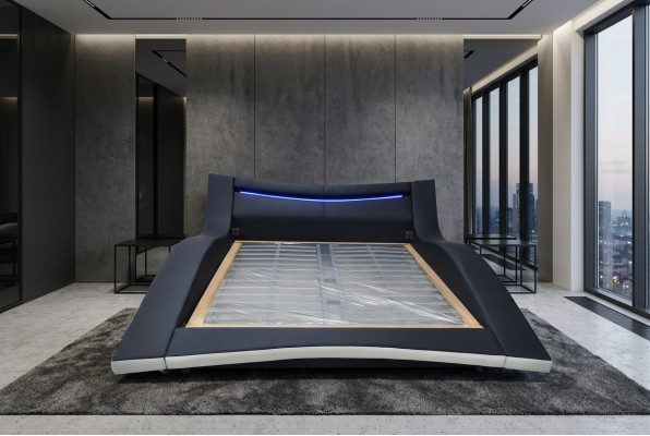 Luxury design leather double hotel bed padded couple modern bed frame new