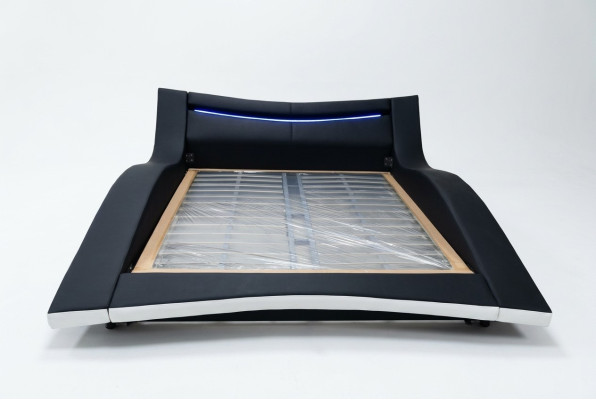 Luxury design leather double hotel bed padded couple modern bed frame new