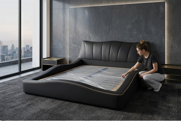 Luxury Design Leather Upholstered Hotel Bed Frame Modern Upholstered Beds