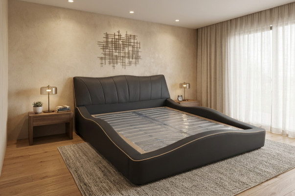Luxury Design Leather Upholstered Hotel Bed Frame Modern Upholstered Beds