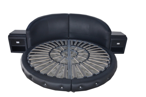 Round luxury leather design upholstered beds double modern round bed