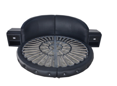 Round luxury leather design upholstered beds double modern round bed