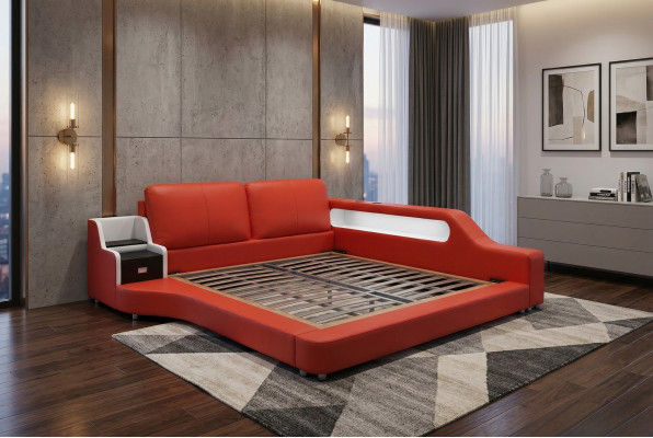 Double luxury design leather bed cushion beds modern hotel multifunction
