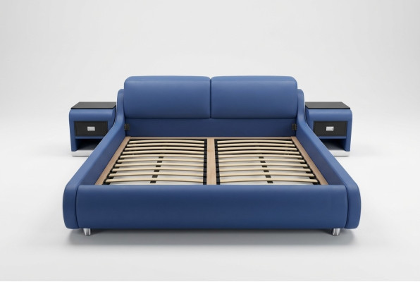 Double luxury design leather bed upholstery hotel beds modern multifunction