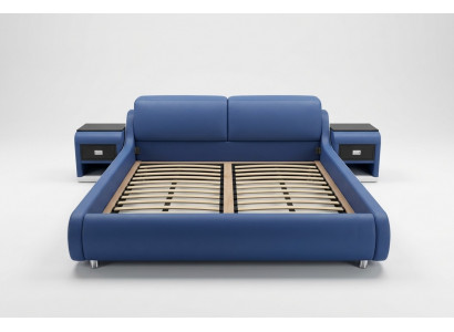 Double luxury design leather bed upholstery hotel beds modern multifunction