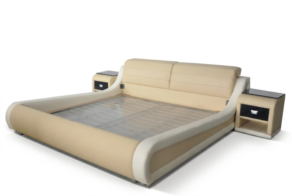 Double Luxury Design Leather Bed Hotel Upholstered Beds Modern Multifunction