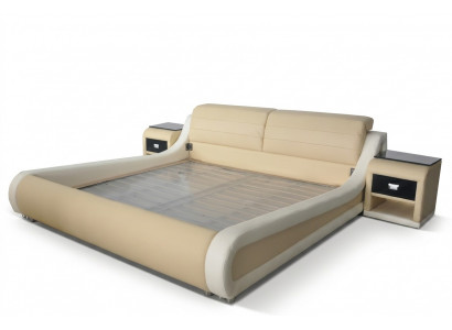 Double Luxury Design Leather Bed Hotel Upholstered Beds Modern Multifunction