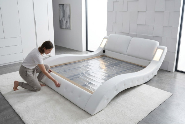 Design luxury bed upholstery marriage hotel modern beds leather 140/160/180/200 LB8824
